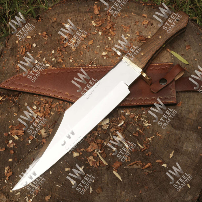Handmade Carbon Steel Frontier Bowie Knife with Rosewood Handle | JW SteelCrafts