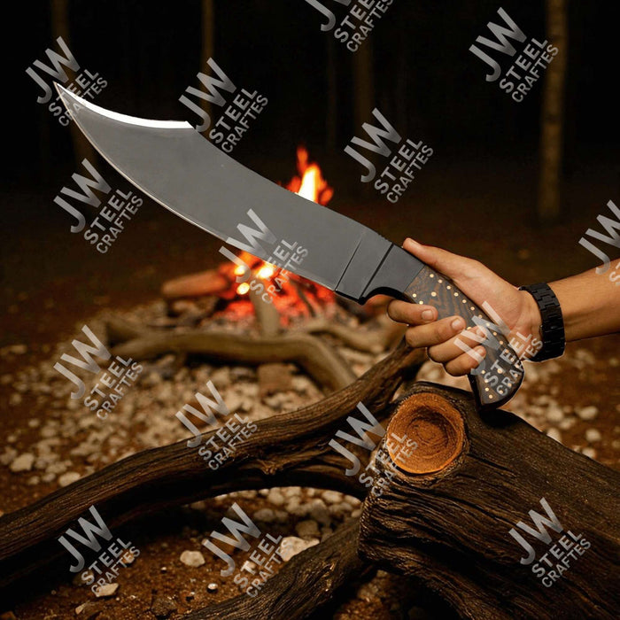 Hand-Forged High Carbon Steel Bowie Knife – 13-Inch Trailing Point
