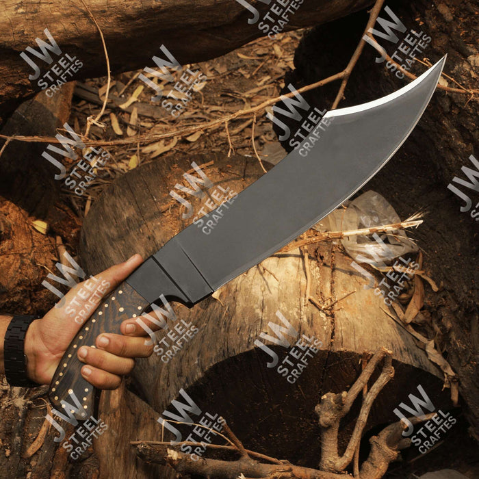 Hand-Forged High Carbon Steel Bowie Knife – 13-Inch Trailing Point