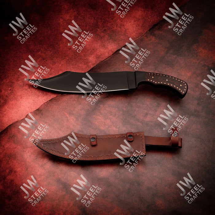 Hand-Forged High Carbon Steel Bowie Knife – 13-Inch Trailing Point