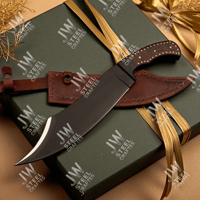 Hand-Forged High Carbon Steel Bowie Knife – 13-Inch Trailing Point