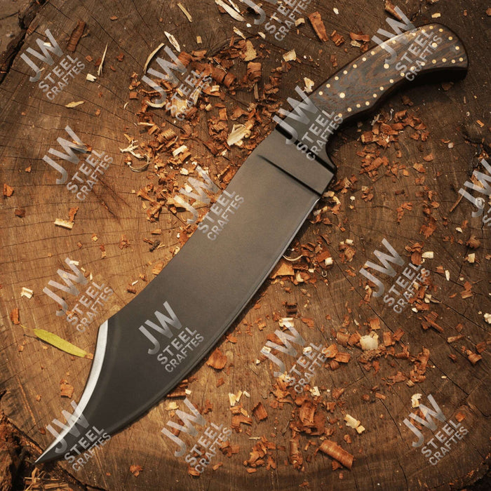 Hand-Forged High Carbon Steel Bowie Knife – 13-Inch Trailing Point