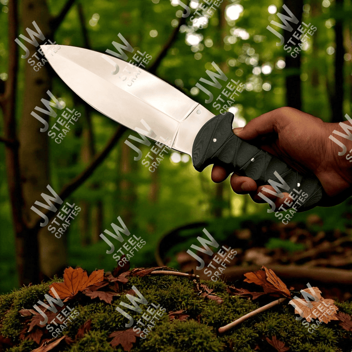 Hand-Forged J2 Stainless Steel Outdoor Utility Knife – Micarta Handle, Leather Sheath