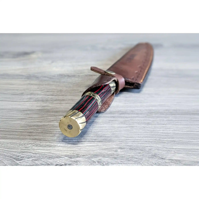 8” Acid-Etched Gyuto Chef Knife with Rosewood Handle & Brass Bolster (Full Tang)