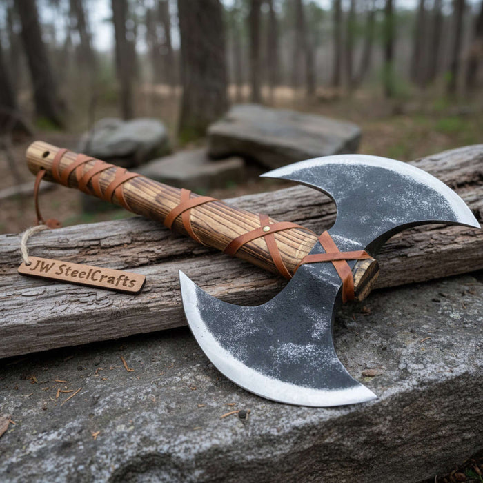 Unique Double-Headed Viking Axe - Handcrafted Decor Piece | Two Styles Available | JW SteelCrafts