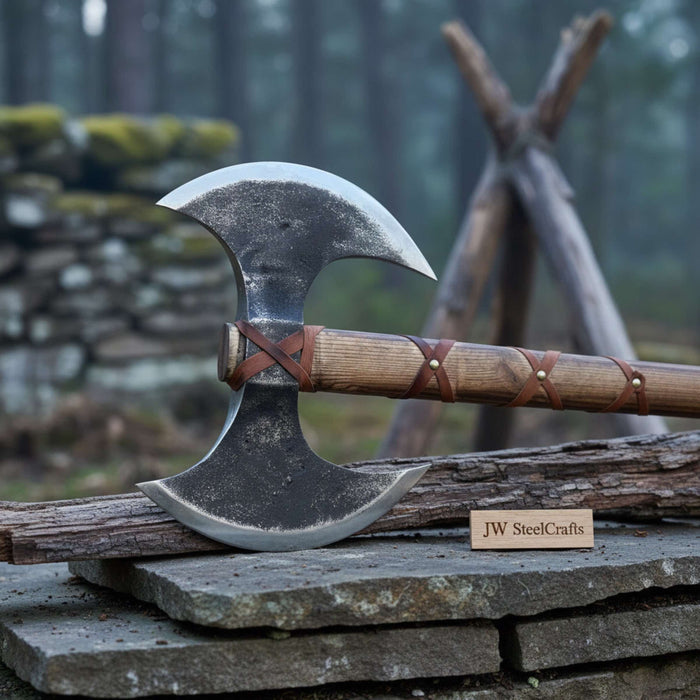 Unique Double-Headed Viking Axe - Handcrafted Decor Piece | Two Styles Available | JW SteelCrafts