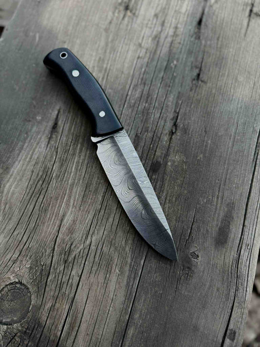 Handcrafted Hunting Knife – Walnut Wood or Black Micarta Handle | Full Tang with Leather Sheath