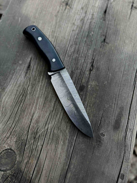 Handcrafted Hunting Knife – Walnut Wood or Black Micarta Handle | Full Tang with Leather Sheath