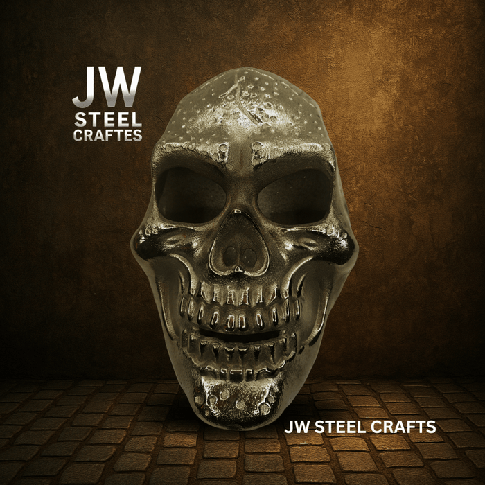 Handcrafted Metal Skull Mask: Choose Copper, Chrome or Antique Finish
