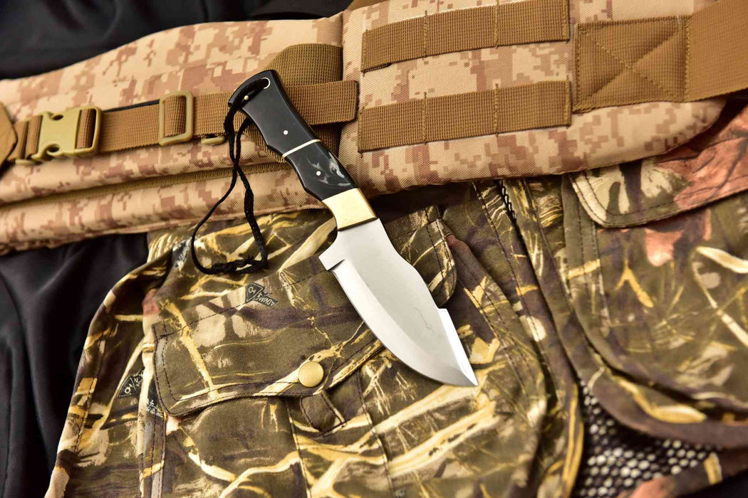 Handcrafted Stainless Steel Outdoor Knife with Black Resin Handle | JW SteelCrafts