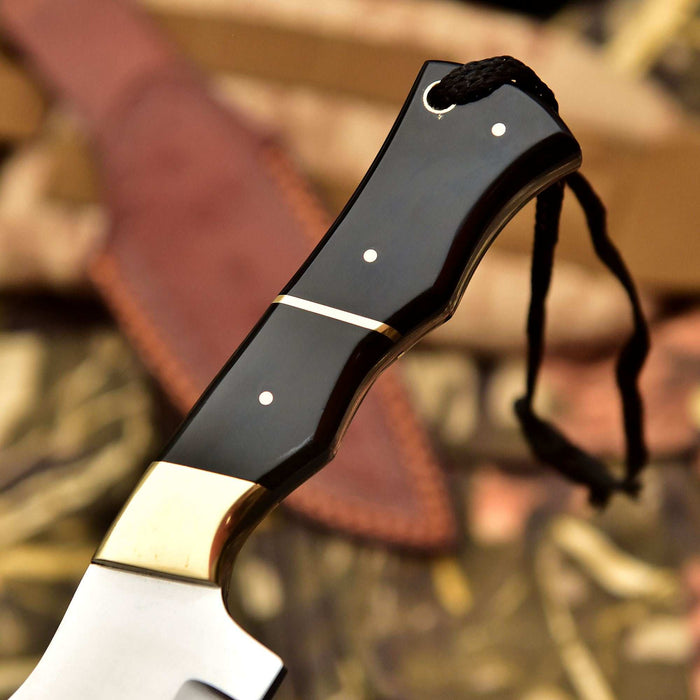 Handcrafted Stainless Steel Outdoor Knife with Black Resin Handle | JW SteelCrafts