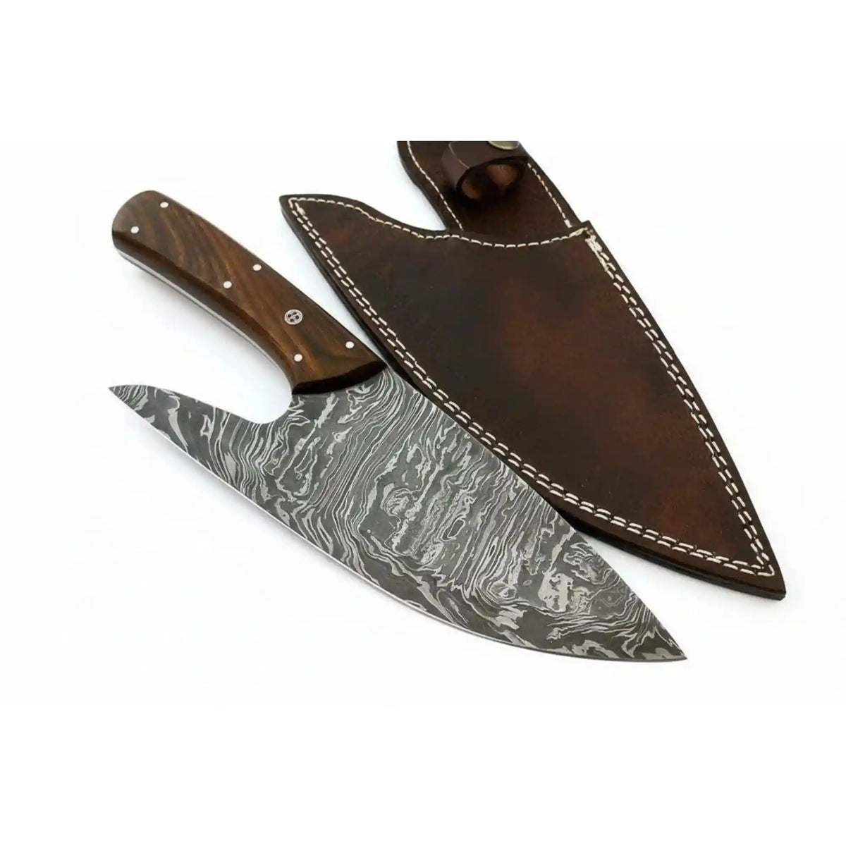 Handmade Fire Pattern Damascus Steel Camp Utility Knife, Rosewood Hand ...
