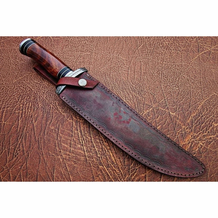 Handmade Clip Point Bowie Knife Forged Damascus Steel Fixed Blade by JW SteelCrafts