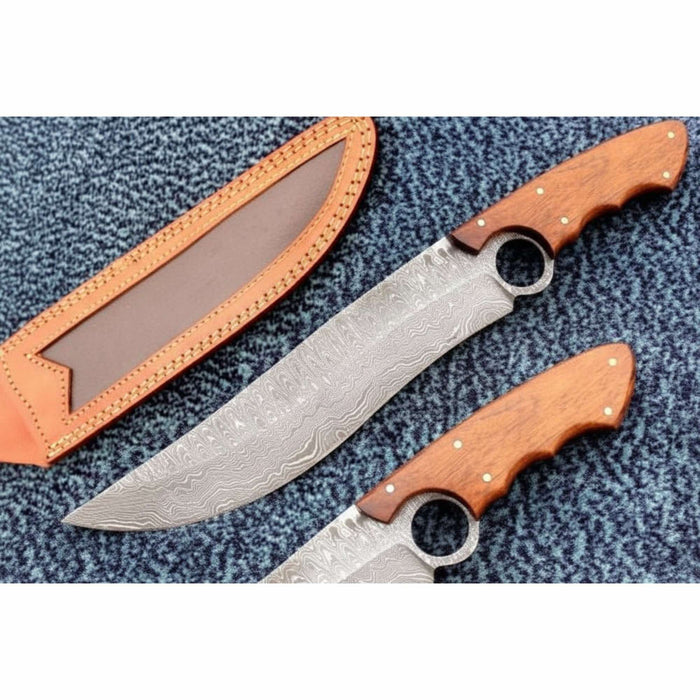 Handmade American Clip Point Bowie Knife in Forged Damascus Steel