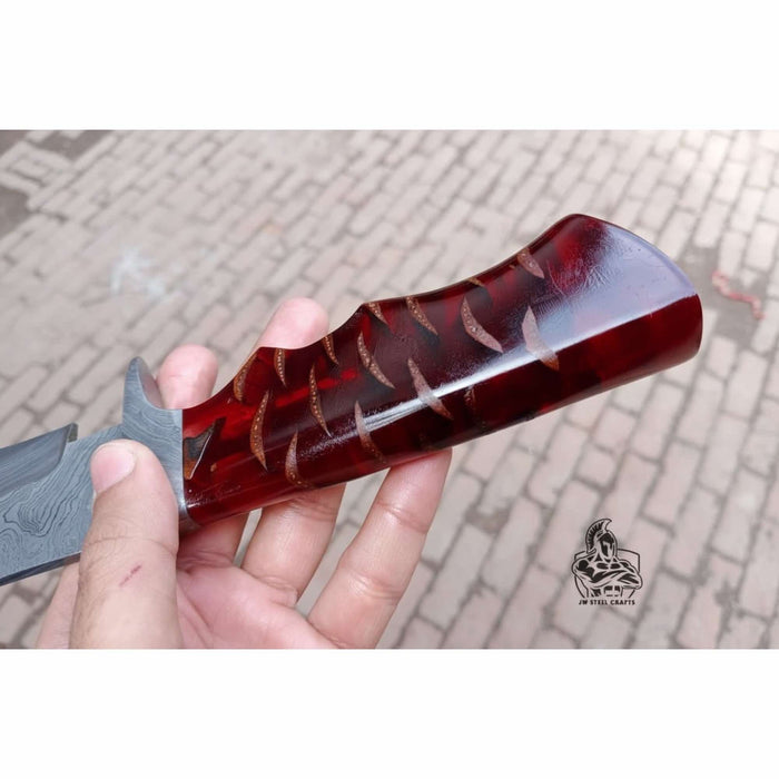 Handcrafted Coffin Handle Bowie Knife in Twisted Damascus Steel