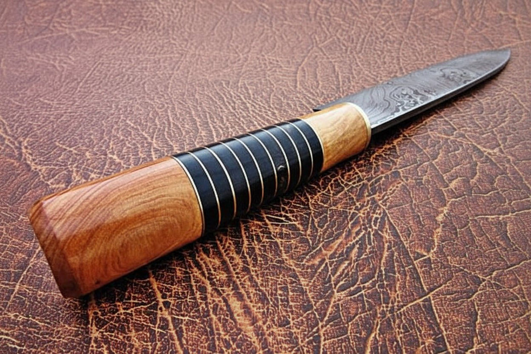 Handmade Damascus Chef Knife with Leather Sheath, 14 Inch Full Tang Kitchen Knife, 9 Inch Blade, Olive Wood Handle with Black Resin Spacers