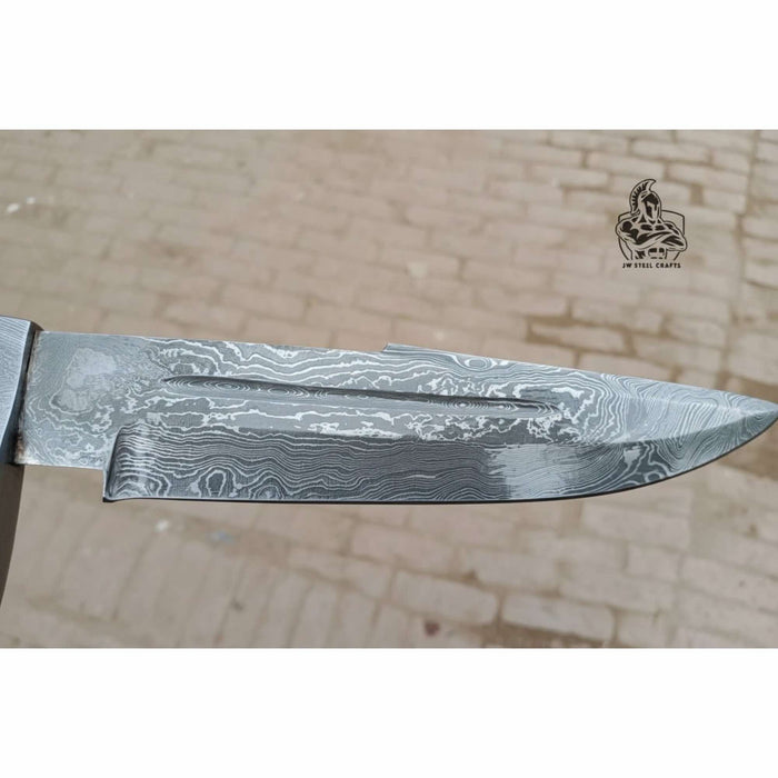 Handmade Damascus Clip Point Bowie Knife with Resin Handle | JW SteelCrafts