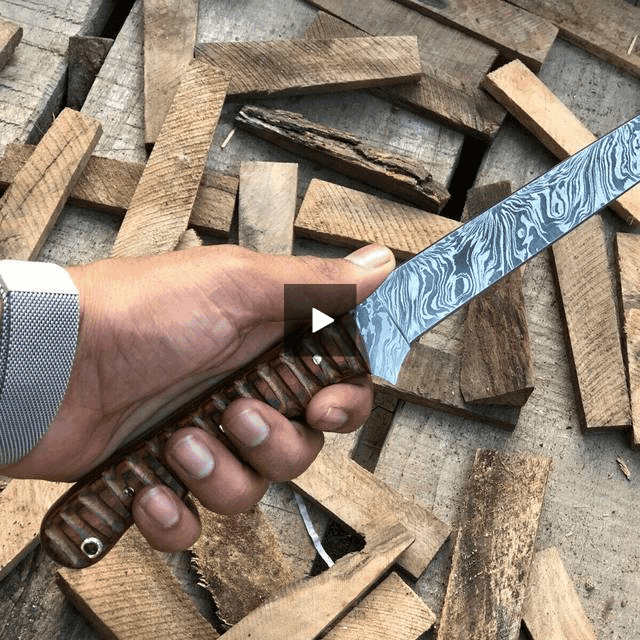 Hand-forged 13.5 Damascus Fish Fillet Knife – Flexible Full Tang with Ridged Texture Rosewood Handle