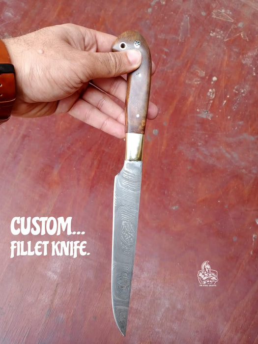Handmade Damascus Fillet Knife - Premium Blade for Fish Processing & Trimming