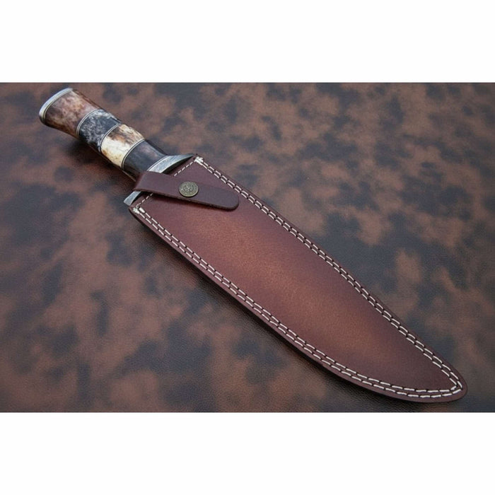 Handcrafted Frontier Clip Point Bowie Knife in Forged Damascus Steel