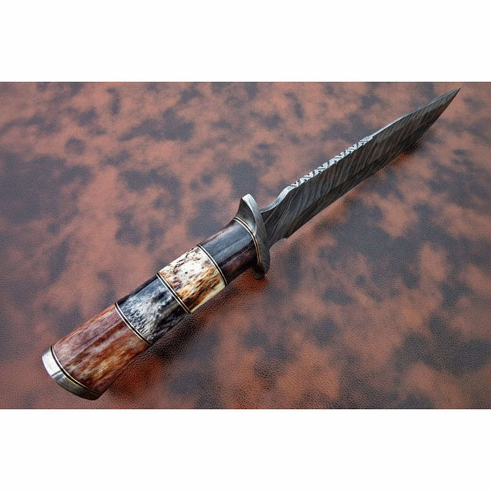 Handcrafted Frontier Clip Point Bowie Knife in Forged Damascus Steel