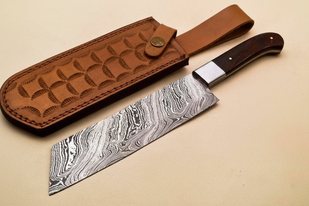 Handmade Damascus Kiritsuke Gyuto and Gyuto Knife Set of 2, Japanese Kitchen Knife Set, Forged Damascus Steel Chef Knife Set, Walnut Wood Handles, JW SteelCrafts