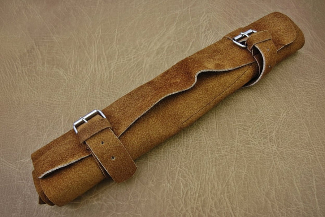 5-Piece Handmade Damascus Kitchen Knife Set with Red Pakka Wood Handles