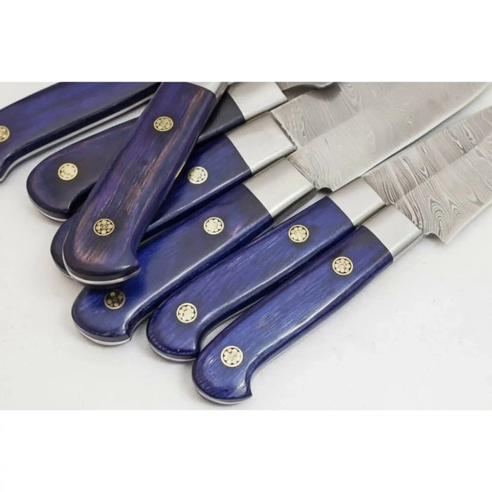 7-Piece Damascus Kitchen Knife Set — Chinese Cleaver, Bread, Chef, Santoku, Slicing, Utility & Paring