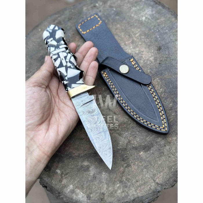 Handmade 7 Inch Damascus Outdoor Utility Knife – Multiple Handle Options