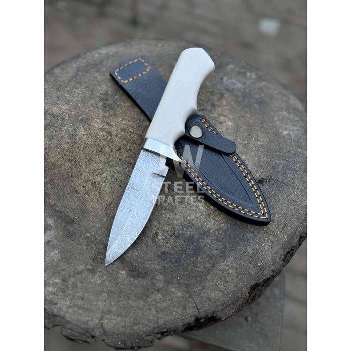 Handmade 7 Inch Damascus Outdoor Utility Knife – Multiple Handle Options