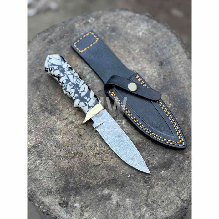 Handmade 7 Inch Damascus Outdoor Utility Knife – Multiple Handle Options