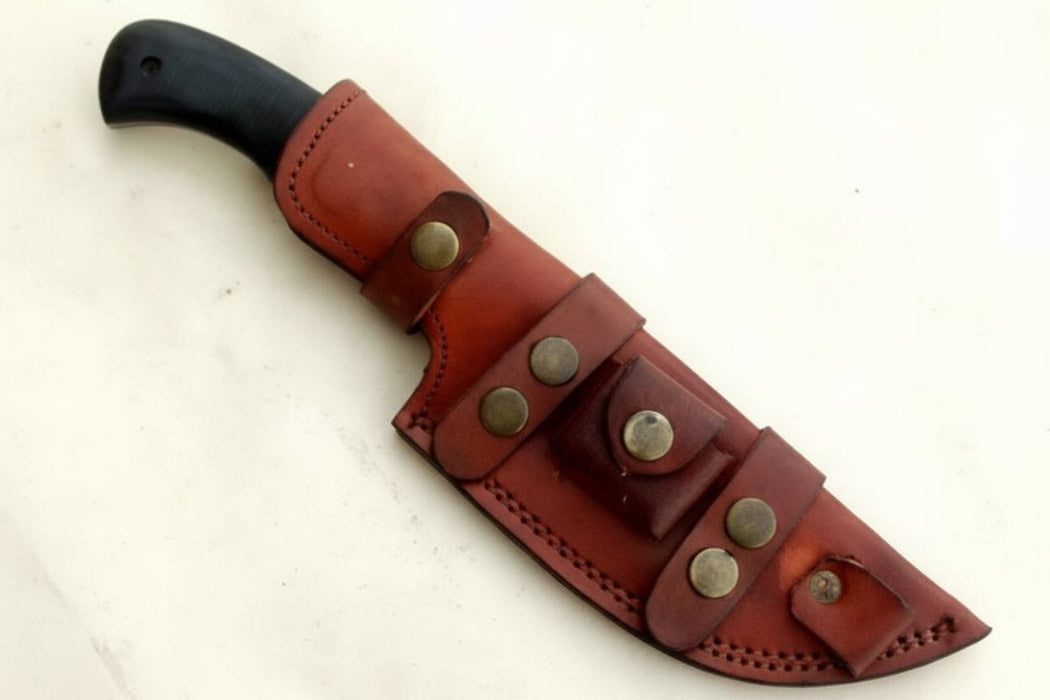 Damascus Steel Tracker Knife with Black Handle – 10 Inch Overall
