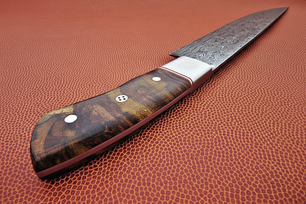 Handmade Raindrop Damascus Chef Knife 9 Inch Blade, Full Tang Forged Kitchen Knife with Stabilized Wood Handle, Professional Meat Cutting and Cooking Knife JW SteelCrafts