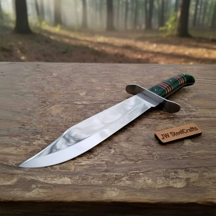 Sheffield Clip Point Bowie Knife with Carbon Steel Blade and Pakka Wood Handle