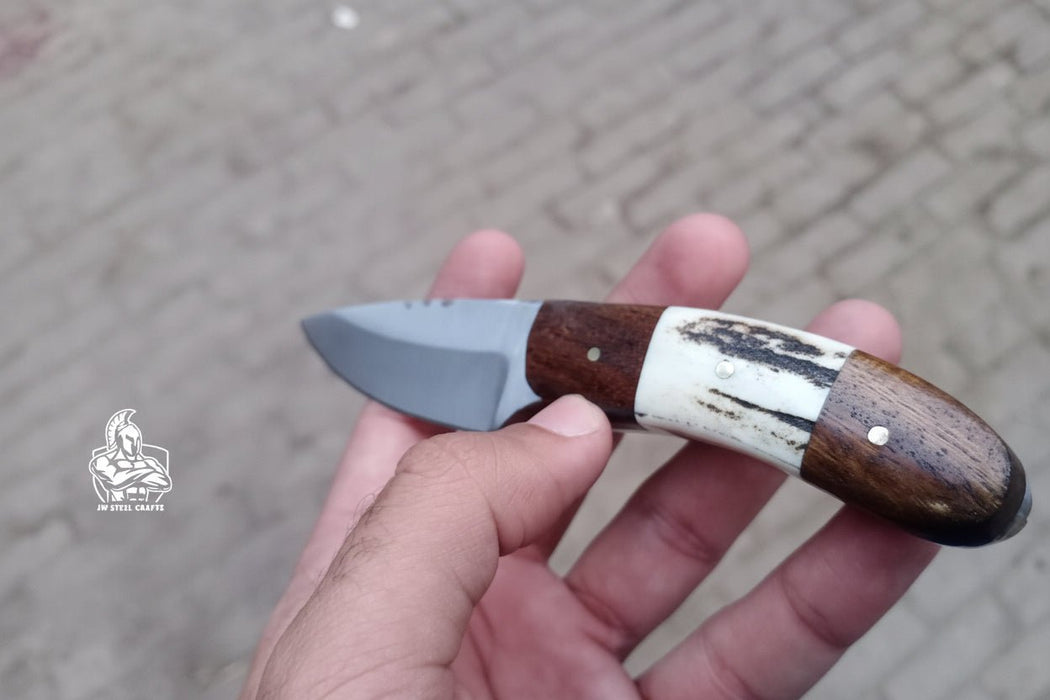 Handmade Skinner Knife Deer Horn Handle Fixed Blade Hunting Knife