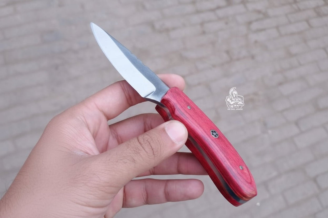 Handmade Skinner Knife Red Wood Handle Fixed Blade