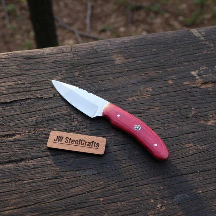 Handmade Skinner Knife Red Wood Handle Fixed Blade