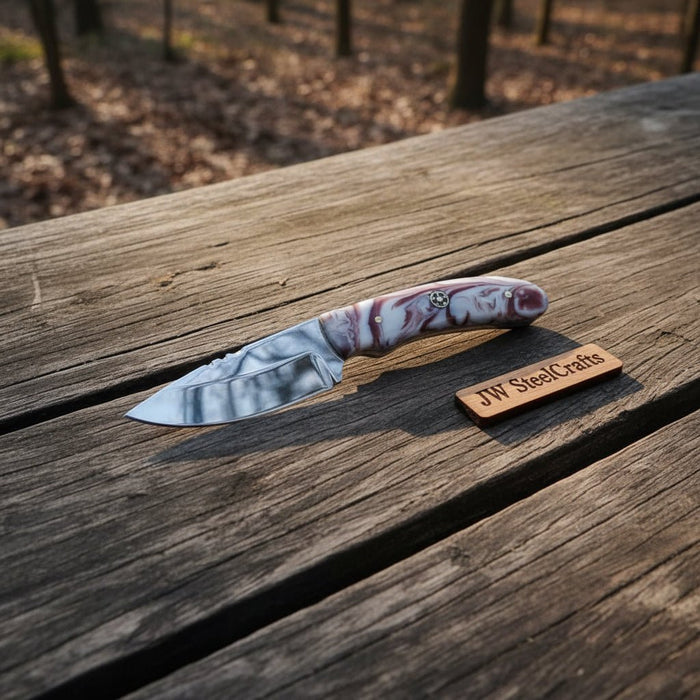 Handmade Skinner Knife Resin Handle 6 Inch Overall Fixed Blade Hunting Knife