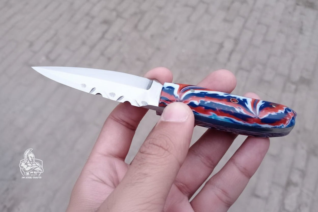 Handmade Skinner Knife Resin Handle Fixed Blade Hunting Knife JW SteelCrafts
