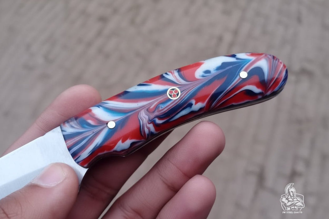 Handmade Skinner Knife Resin Handle Fixed Blade Hunting Knife JW SteelCrafts