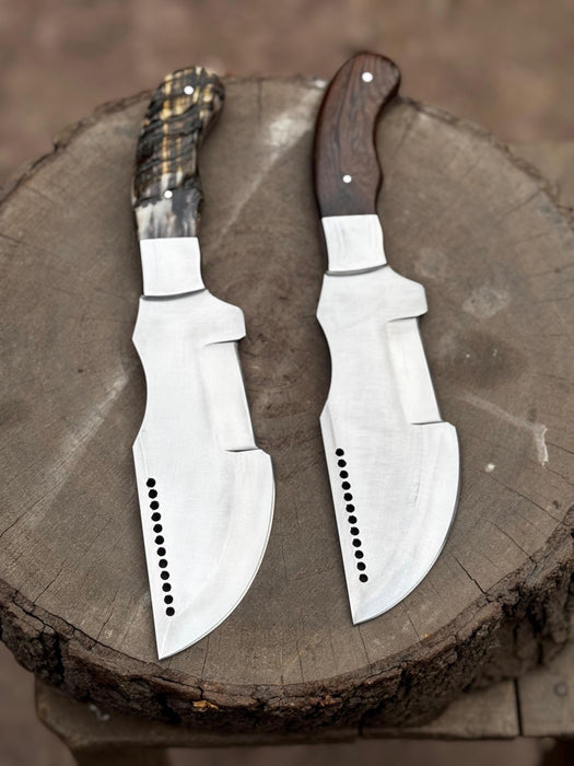Handmade Carbon Steel Tracker Knife – Ram Horn or Wendi Wood Handle | Heavy Duty Hunting & Camping Knife | JW SteelCrafts