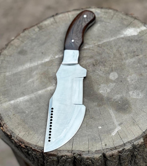 Handmade Carbon Steel Tracker Knife – Ram Horn or Wendi Wood Handle | Heavy Duty Hunting & Camping Knife | JW SteelCrafts