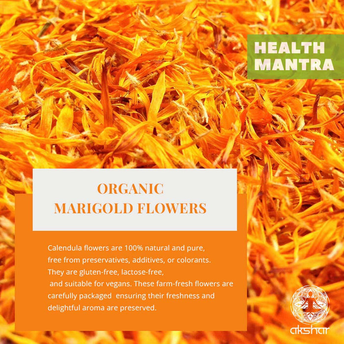 Dried Marigold Calendula flowers, Calendula Tea, 2.6oz I Calendula Officinalis | Caléndula pétalos I Akshit Pétales de Souci Bio | Flor De Calendula