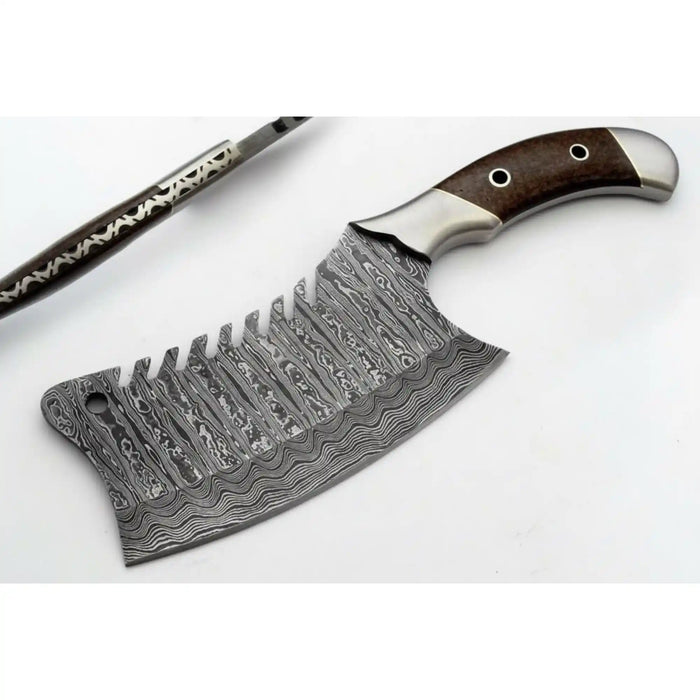 Heavy-Duty Damascus Meat Tenderizer Cleaver