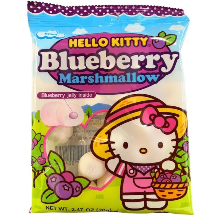 Hello Kitty Marshmallow Soft Chewy Jelly Filled Candy Mango Pineapple Strawberry Blueberry Chocolate Matcha Green Tea Flavors