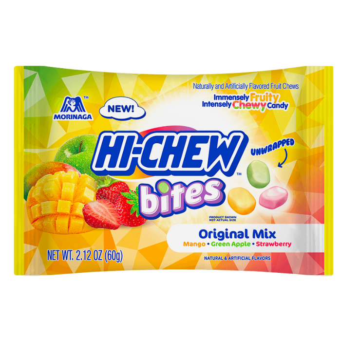 Morinaga Hi Chew Bites Original Mix Chewy Candy Strawberry, Green Apple, Mango, 2.12 oz