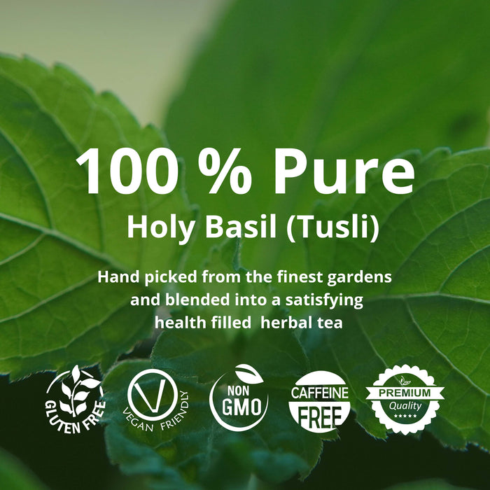 Akshit Holy Basil Tea ( Tulsi Leaf Tea ) ( 75 Tea Bags), Made with Pure Dried Holy Basil Tea Leaves Immune Support Tea, Caffeine-free, Non-Gmo, Tulsi Tea.