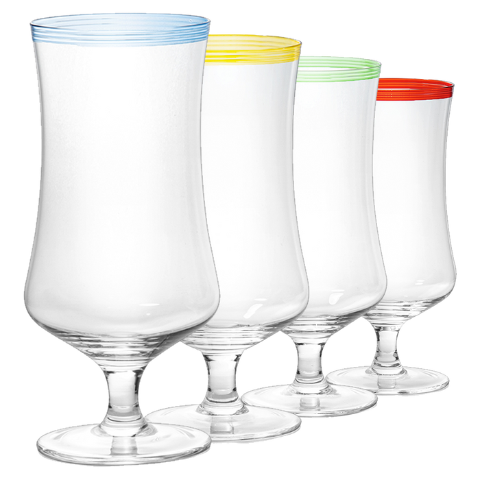 Hurricane Glasses, Large 17oz Pina Colada, Set of 4 Tropical Cocktail Tall Stemmed Crystal Glassware, Poco Grande Cups, Tulip Shaped for Bar Drinks, Daiquiri, Juice, Bloody Mary, Mai Tai, Cocktails