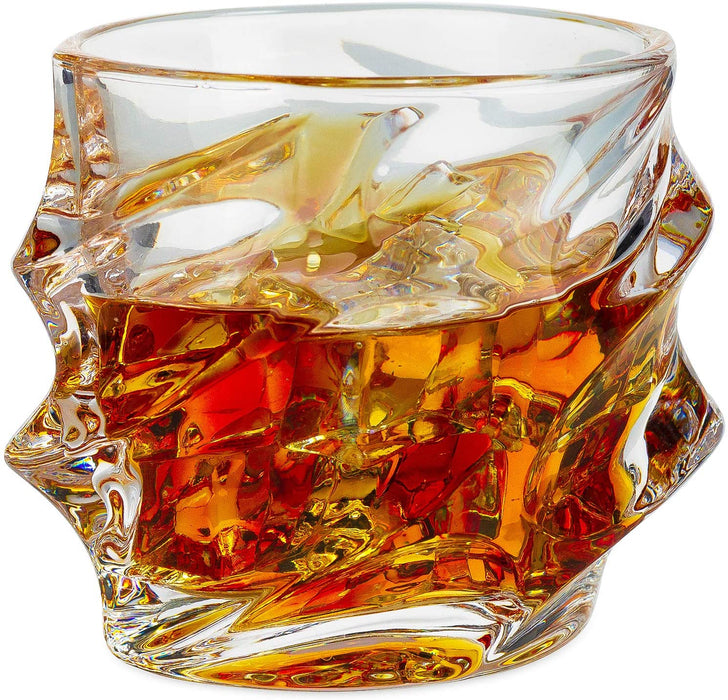 The Wine Savant Wine and Whiskey Mountain Decanter with 4 Glasses and Wood Tray 750 ML