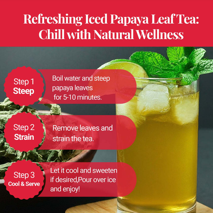 Akshit Papaya Leaves, Hojas de papaya, 2.6oz, Dried From Green Papaya Leaf, Herbal Tea, Non GMO, Caffeine free, Sugar free, Rich In Vitamins.